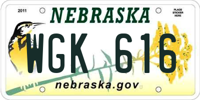 NE license plate WGK616
