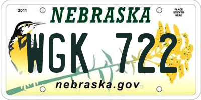 NE license plate WGK722