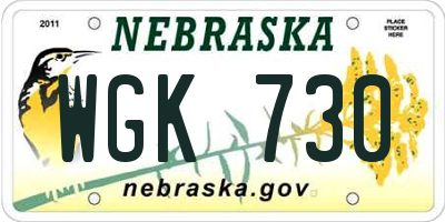 NE license plate WGK730