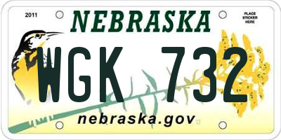 NE license plate WGK732
