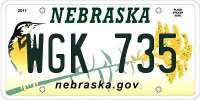 NE license plate WGK735