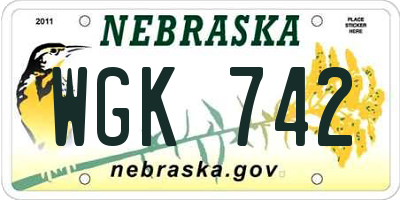 NE license plate WGK742