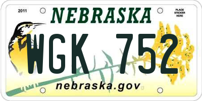 NE license plate WGK752