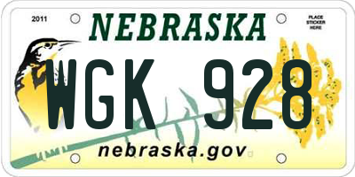 NE license plate WGK928