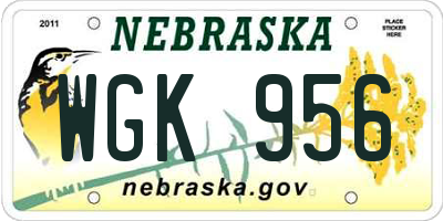 NE license plate WGK956