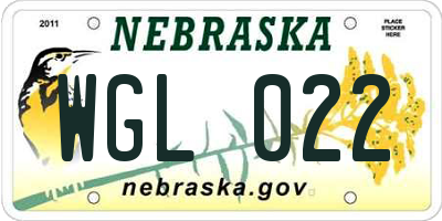 NE license plate WGL022