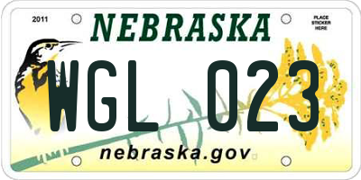 NE license plate WGL023