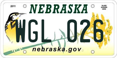 NE license plate WGL026