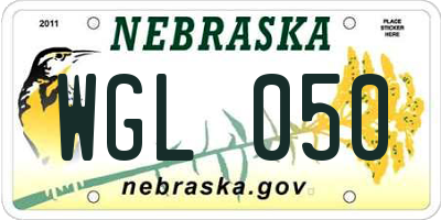 NE license plate WGL050