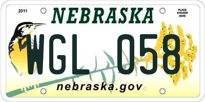 NE license plate WGL058