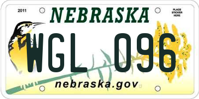 NE license plate WGL096