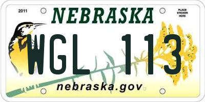 NE license plate WGL113