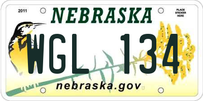 NE license plate WGL134