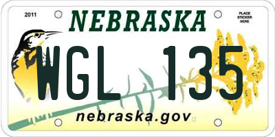 NE license plate WGL135
