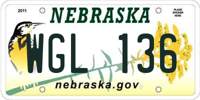 NE license plate WGL136