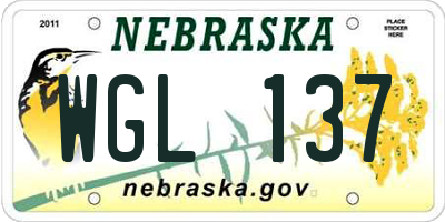 NE license plate WGL137