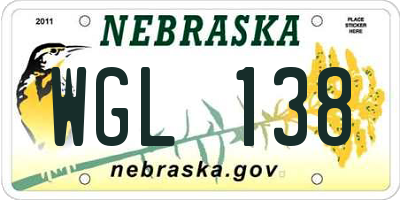 NE license plate WGL138