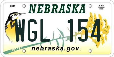 NE license plate WGL154