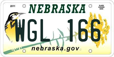 NE license plate WGL166