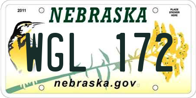 NE license plate WGL172