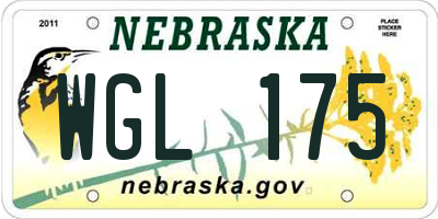 NE license plate WGL175