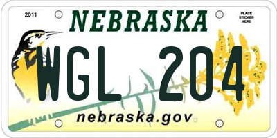 NE license plate WGL204
