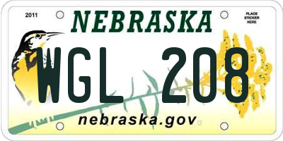 NE license plate WGL208
