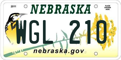 NE license plate WGL210