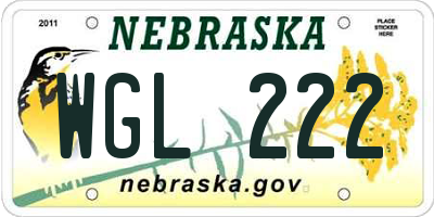 NE license plate WGL222