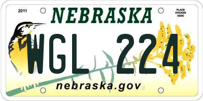 NE license plate WGL224