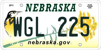 NE license plate WGL225