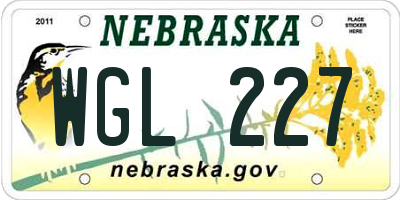 NE license plate WGL227