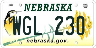 NE license plate WGL230