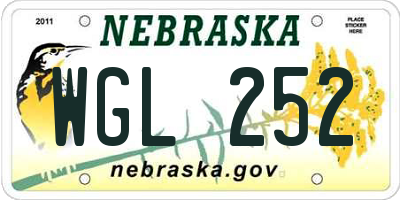 NE license plate WGL252