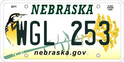 NE license plate WGL253