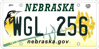 NE license plate WGL256