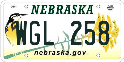 NE license plate WGL258