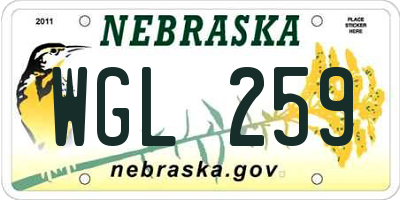 NE license plate WGL259