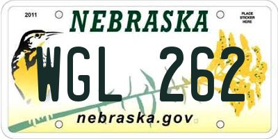 NE license plate WGL262