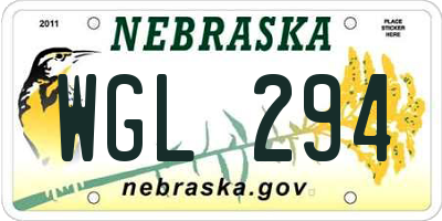 NE license plate WGL294