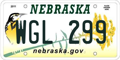 NE license plate WGL299