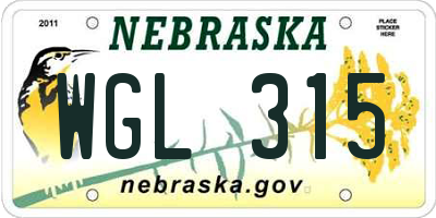 NE license plate WGL315