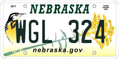 NE license plate WGL324