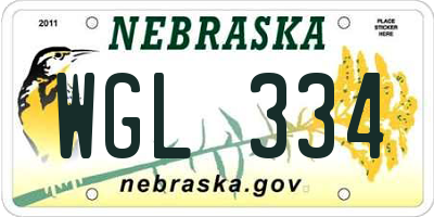 NE license plate WGL334