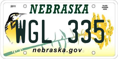 NE license plate WGL335