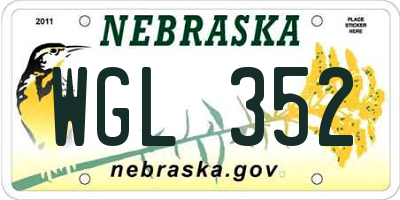 NE license plate WGL352