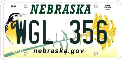 NE license plate WGL356