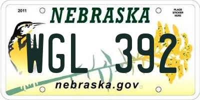 NE license plate WGL392