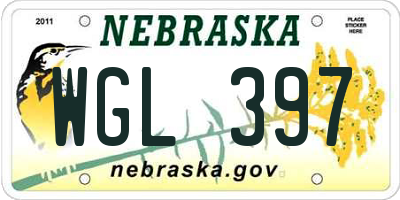 NE license plate WGL397