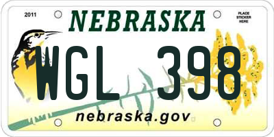 NE license plate WGL398